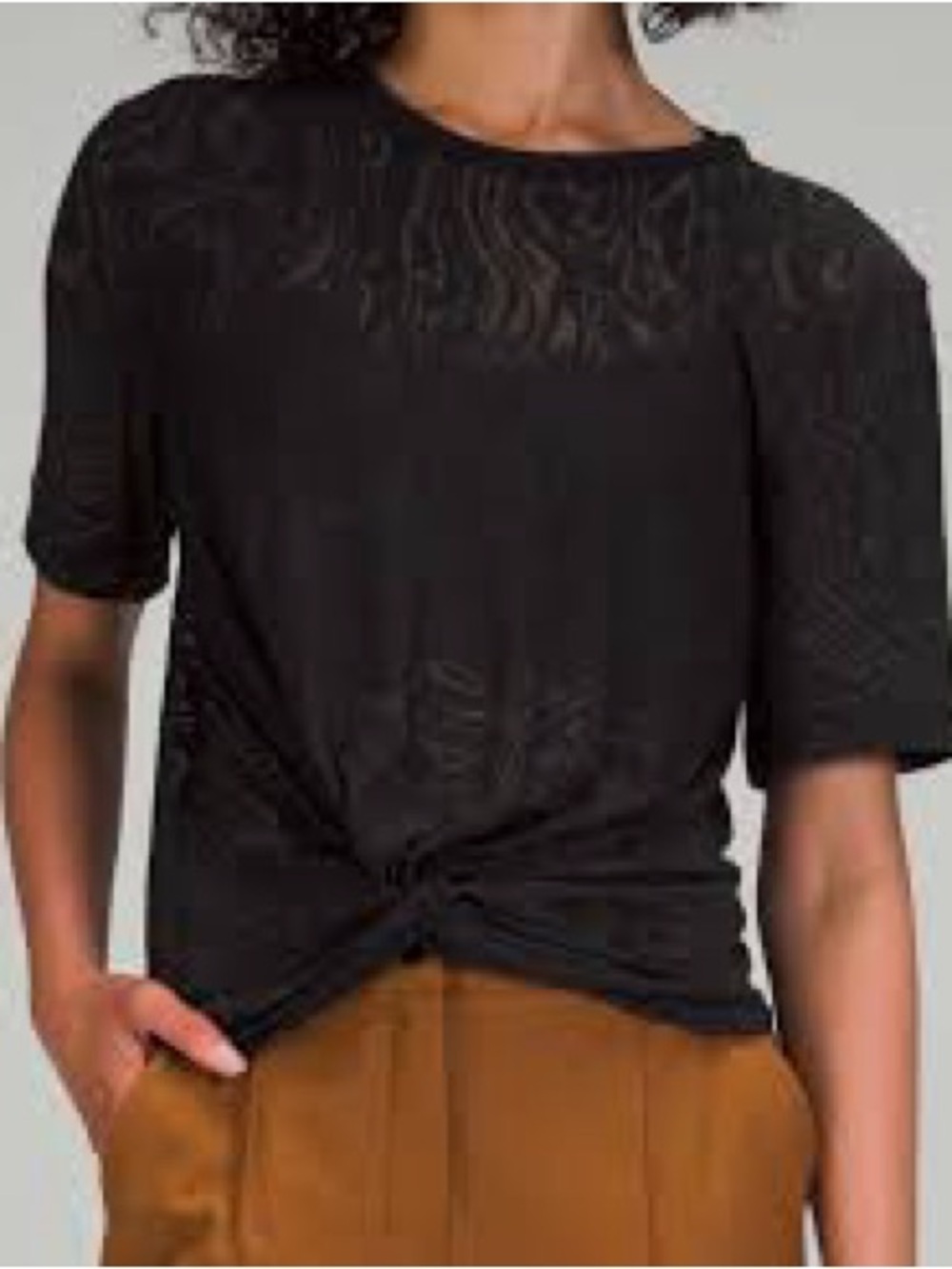 lululemon athletica Black Short-Sleeve Knot Front Top
